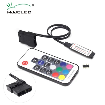 MJJC SATA RGB Led تحكم 12 فولت تيار مستمر 5050 RF17 مفاتيح عن بعد لاسلكي كبير 4Pin تحكم للكمبيوتر مروحة حالة الكمبيوتر قطاع الإضاءة