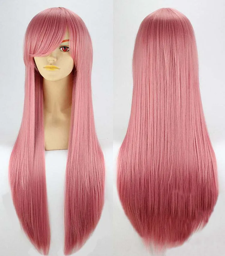 80CM Women Lady Customized Long Straight Hair Multi Color Head Wear Party Performance Prop