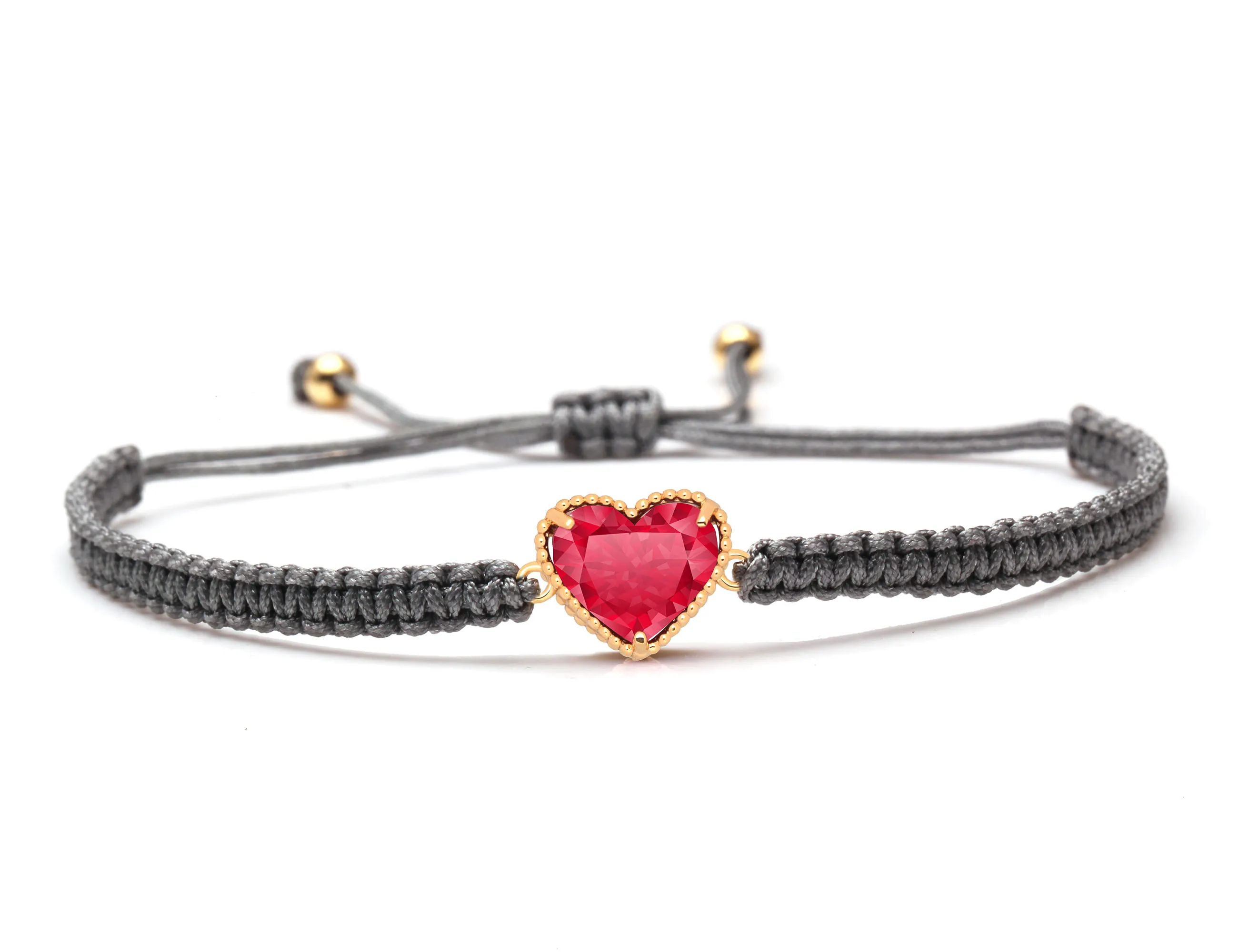 Red Zircon Crystal Copper Peach Love Charm Bracelet Women Men 2019 New Fashion Red Pink Blue Grey String Braided Bracelets Gift