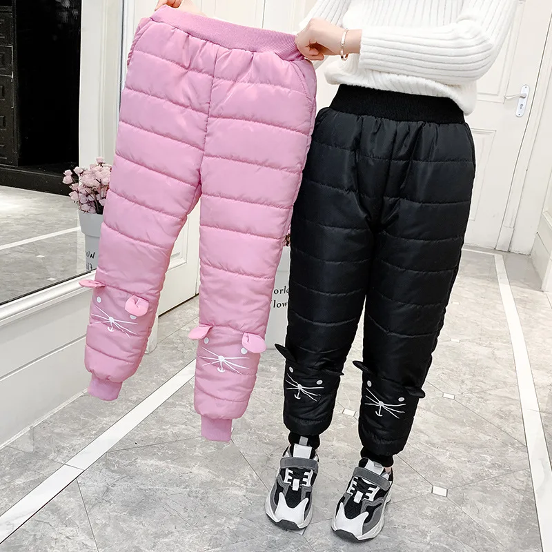 Winter Children Down Cotton Clothing Boys Pants Girls Leggings Kids Warm Down Trousers Windproof Waterproof Snow Pants For Kids