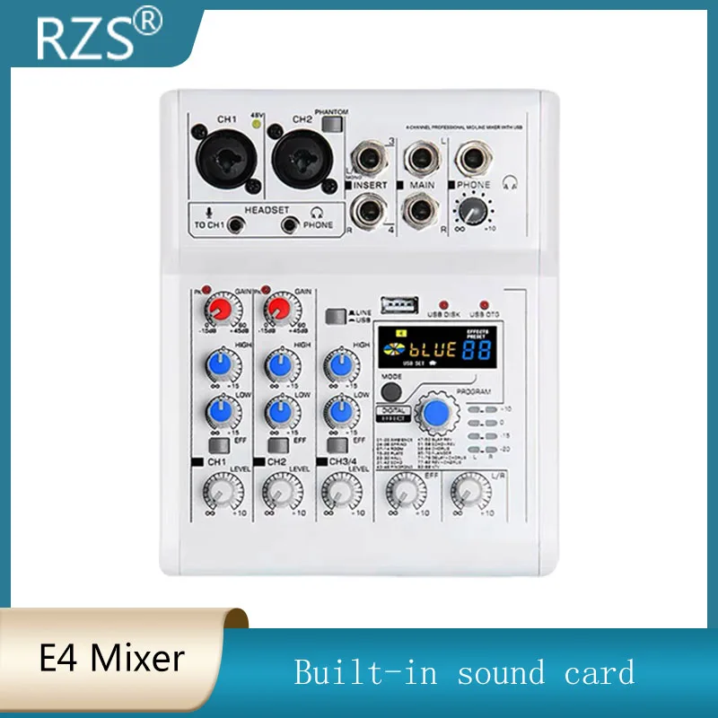 

RZS Sound mixer E4 modeldigital mixer Bluetooth connection Audio set ProfessionalComputer recording K songs Equipment