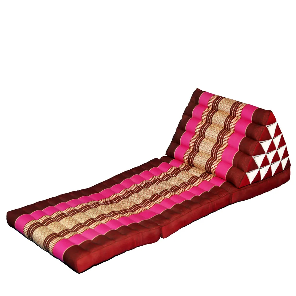 

Foldout Triangle Thai Cushion 100% Kapok Filling 180x57x35cm Floor Folding Chaise Lounger Daybed Sleeper for Living Room/Outdoor