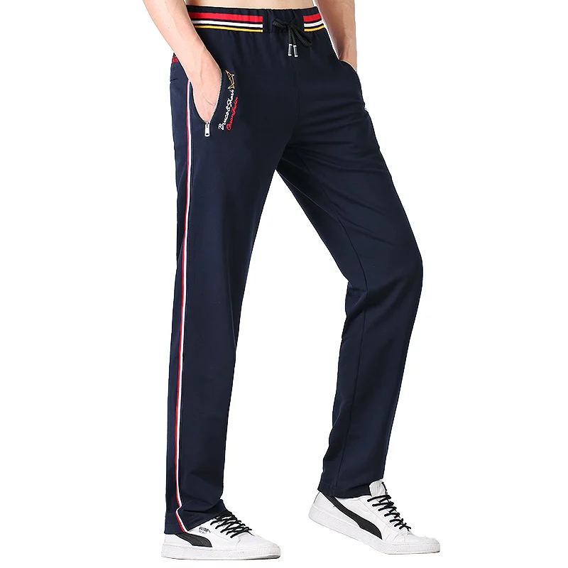 Shark nuevos pantalones deportivos informales rectos negros azul marino para hombres durante todo el año pantalones de entrenamiento de algodón