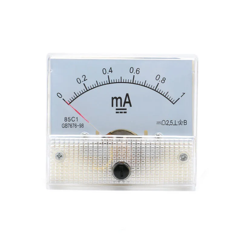 85C1 DC Analog Current Meter Panel 1A 3A 5A 10A 30A 10mA 50mA 100mA 500mA 50uA 100uA 200uA 500uA AMP Gauge Current Ammeters