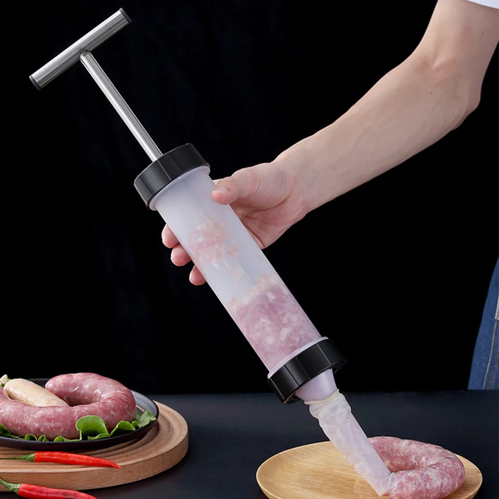 Manual Sausage Meat Fillers Automatic Hand-pushing Sausage Making Machine Funnel Nozzle Kitchen Sausage Stuffing Device Клизма