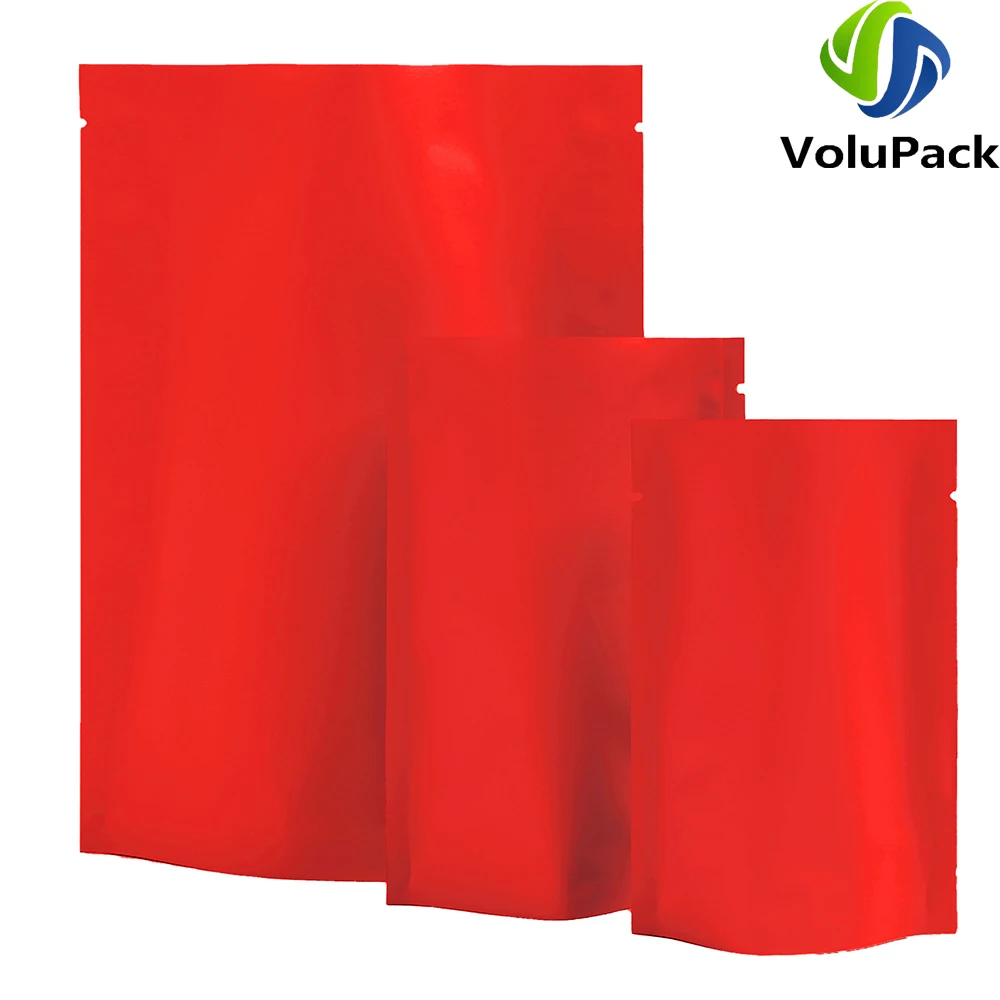 

Aluminum Foil Mylar Plastic Bags, Eco Vacuum Heat Seal Packaging Bags, Keep Food Better! Matte Red, Stand Up Tear Notch Pouches