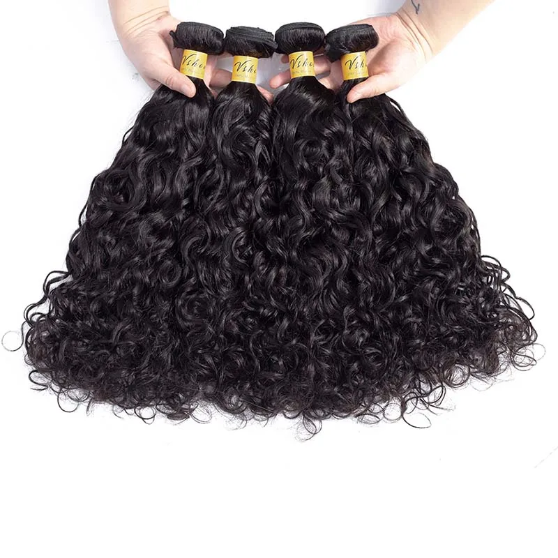 VSHOW Brazilian Natural Wave Hair Bundles With Closure 3 or 4 Bundles Deals With 13*4 Ear to Ear Lace Frontal Remy Human Hair