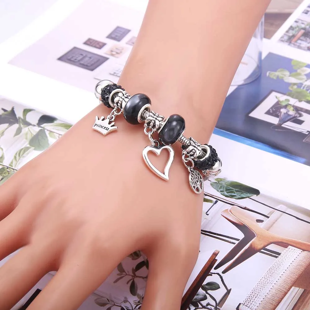 Charm Bracelet & Bangles 6-color Tree of Life crystal glass beads Brand Bracelets For Women Fashion Jewelry Girl Friendship Gift