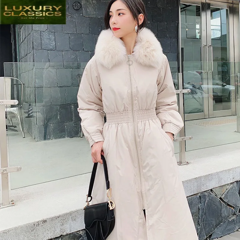 

Down Jacket Long Women's Coat Female Jacket Real Fox Fur Collar Warm Winter Women Parka Slim 2021 Mujeres Abrigos Pph1329