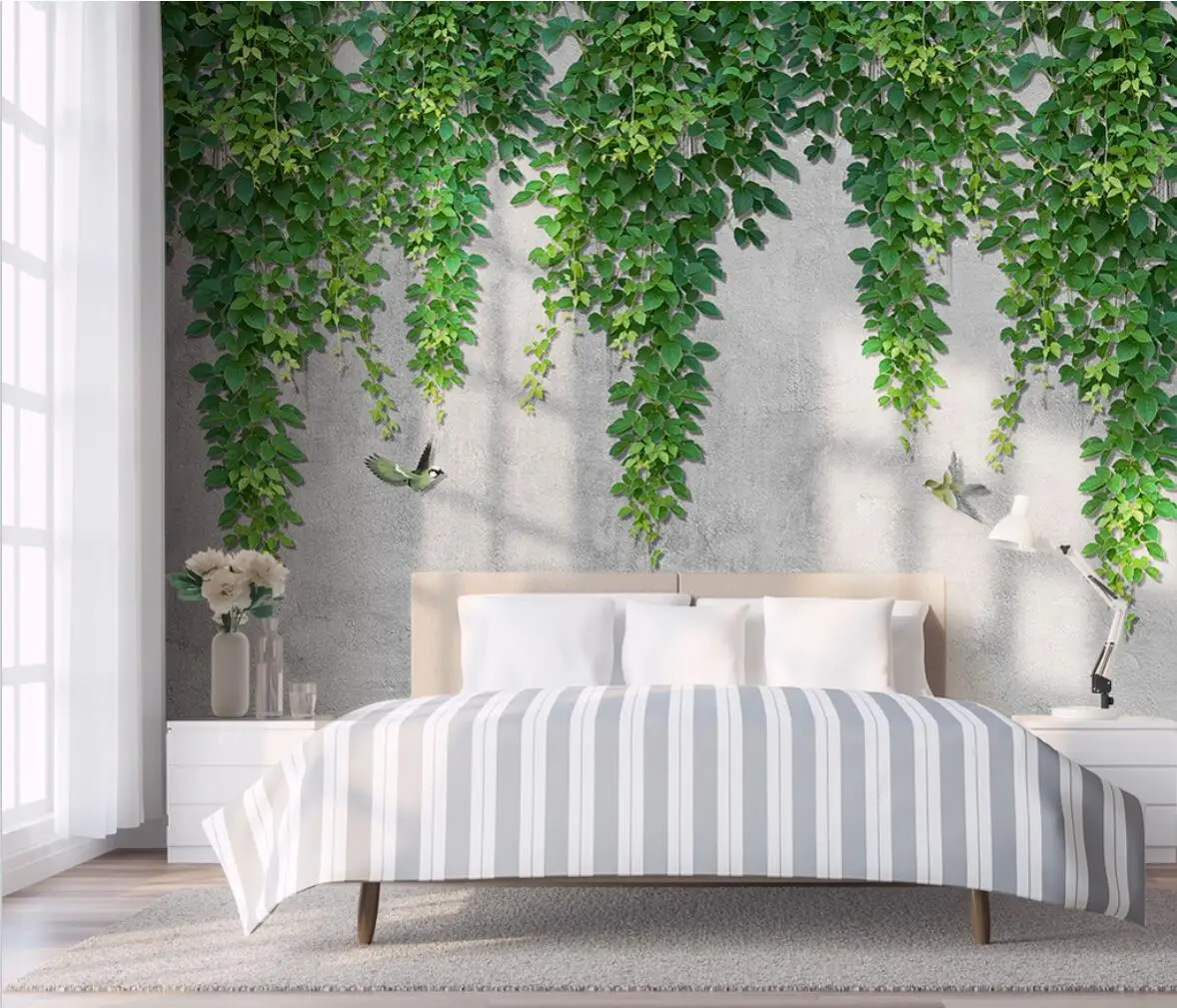 beibehang custom Nordic vine leaves bird bedroom wallpaper for living room decoration background house 3d wall paper home decor