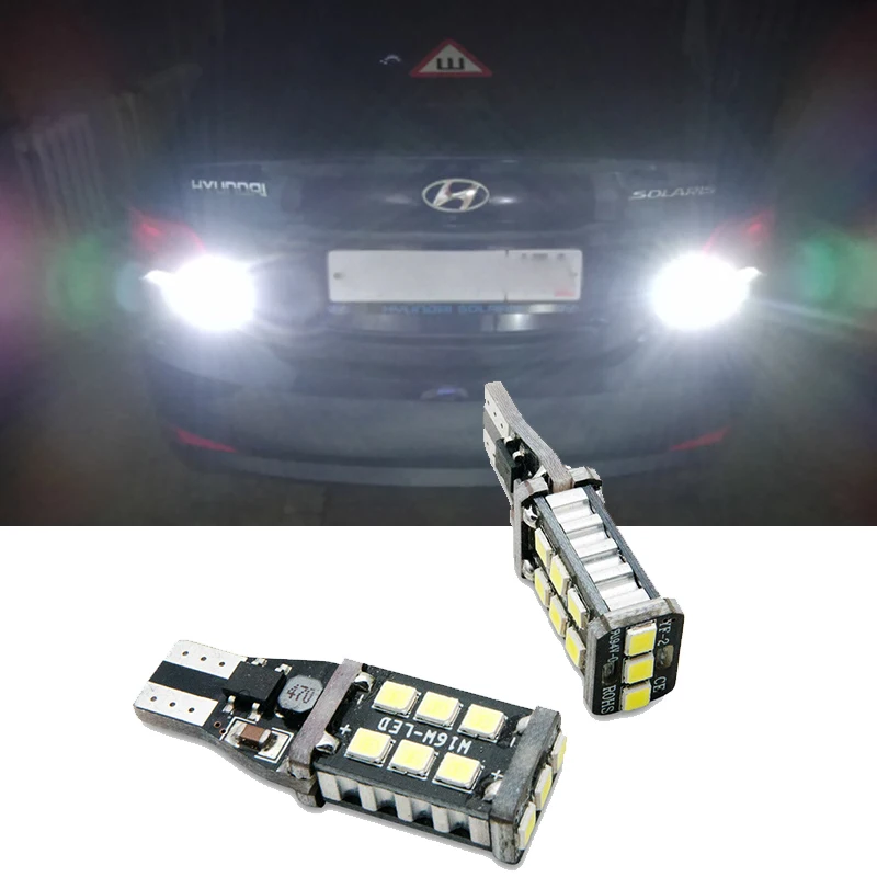 2pcs  W16W LED Canbus T15 Bulbs Reverse Backup Light for Hyundai Solaris Santa fe IX35 I20 Getz Sonata I40 I10 IX25 Coupe Verna