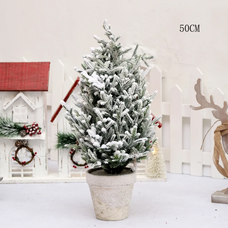 New Year Artificial PE Mini Christmas Tree Ornament Tabletop Xmas Pine Trees Home Office Decoration Shopping Mall Festive Decor