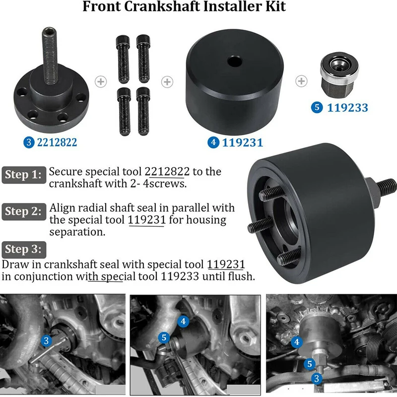 2241 Front Crankshaft Seal Remover & Installer Kit for BMW N20 & N26 Engines Replace 110371/110372 / 2212822/119231 / 119233