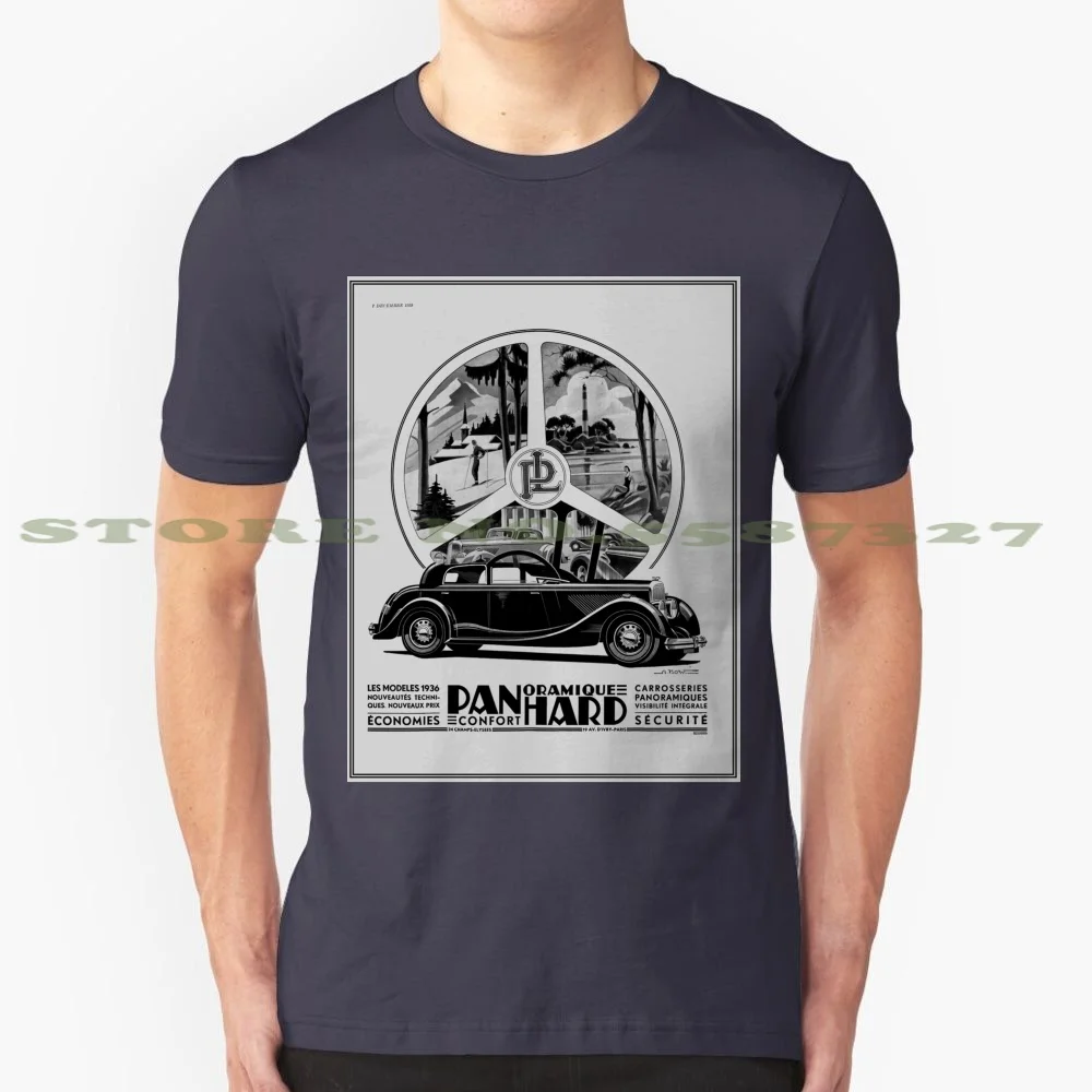 Camiseta de algodón 100% con diseño de coches clásicos, camisa de estilo francés con icono de Art Déco, Panhard, 1936