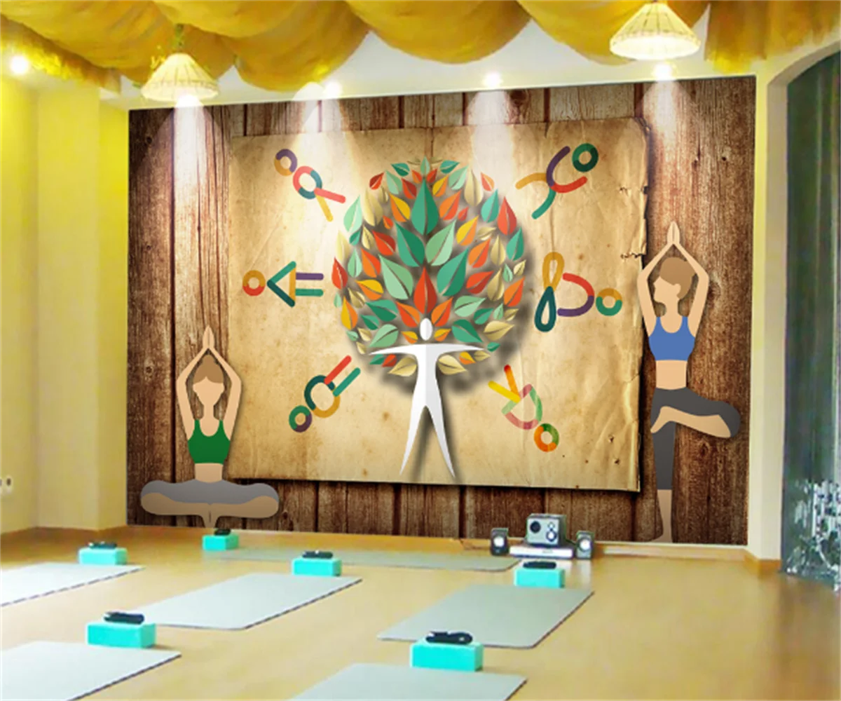 

European retro nostalgic tooling custom background wallpaper Southeast Asian yoga studio 3D photo mural custom wall painting