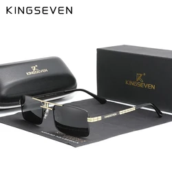 New Arrived KINGSEVEN Polarized Sunglasses Stainless Steel Vintage Frame Brand Rectangle Design Driving Fishing Sun glasses N760