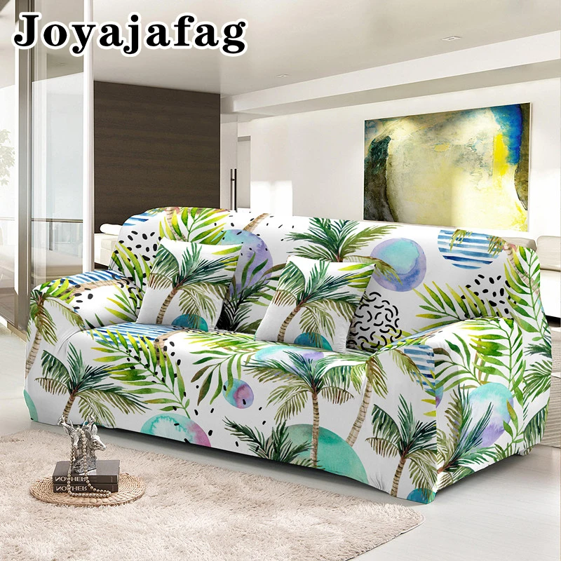 

Summer Palm Tree Print Elastic Sofa Covers 1/2/3/4 Seater For Living Room Dust Proof Couch Cover All-cover Washable Slipcovers