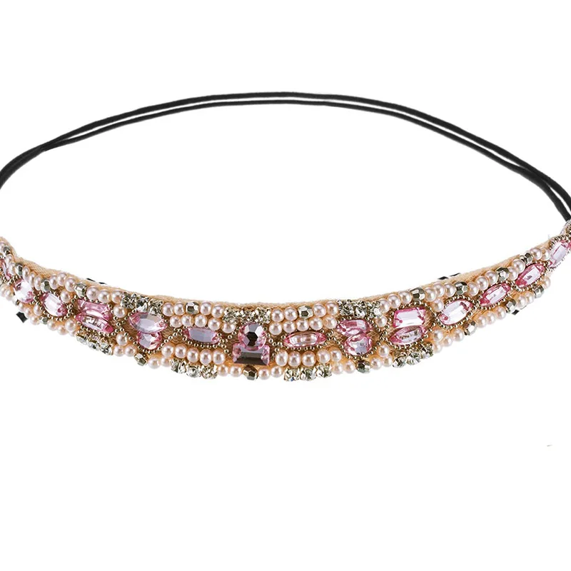Imagen 3: Diadema étnica con cuentas hechas a mano, diadema con cuentas personalizadas con diamantes de imitación y perlas, accesorios para el cabello para mujeres y niñas