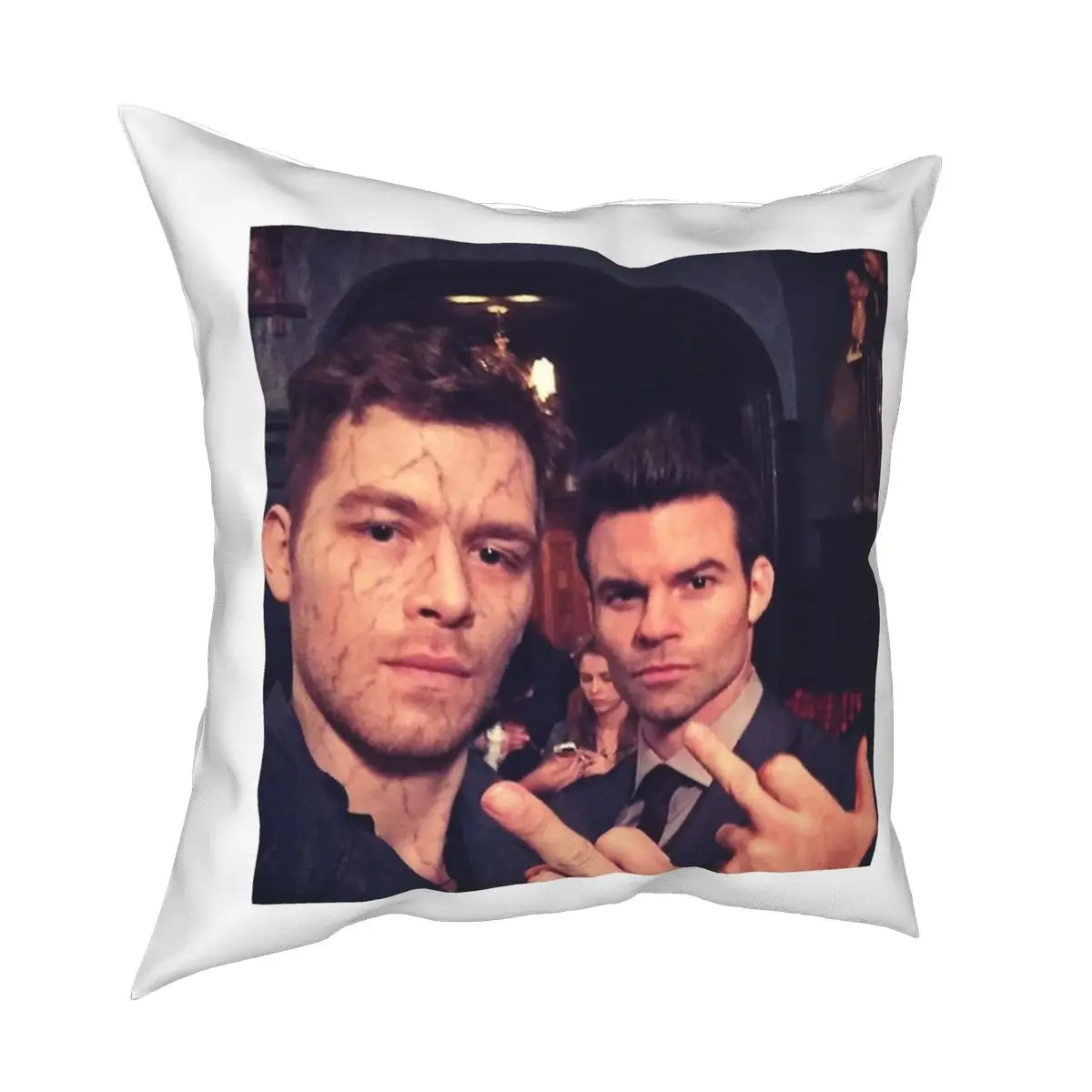 Klaus And Elijah Mikaelson Square Pillowcase Polyester Creative Zipper Decor for Home Cushion Cover