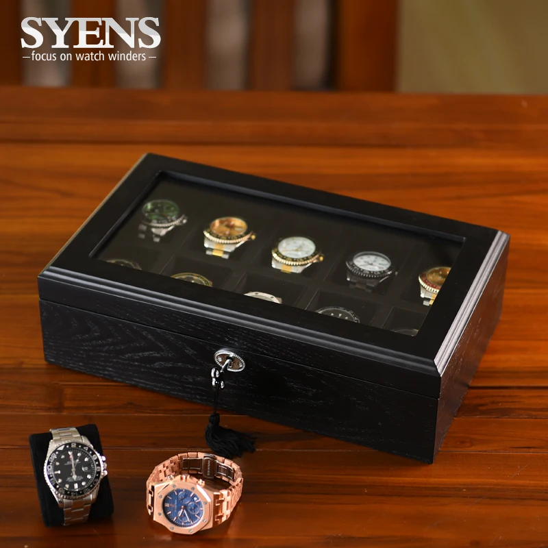 Wooden Watch Box Organizer 6/8/10/12 Watches stand holder with Glass window watch display box showcase