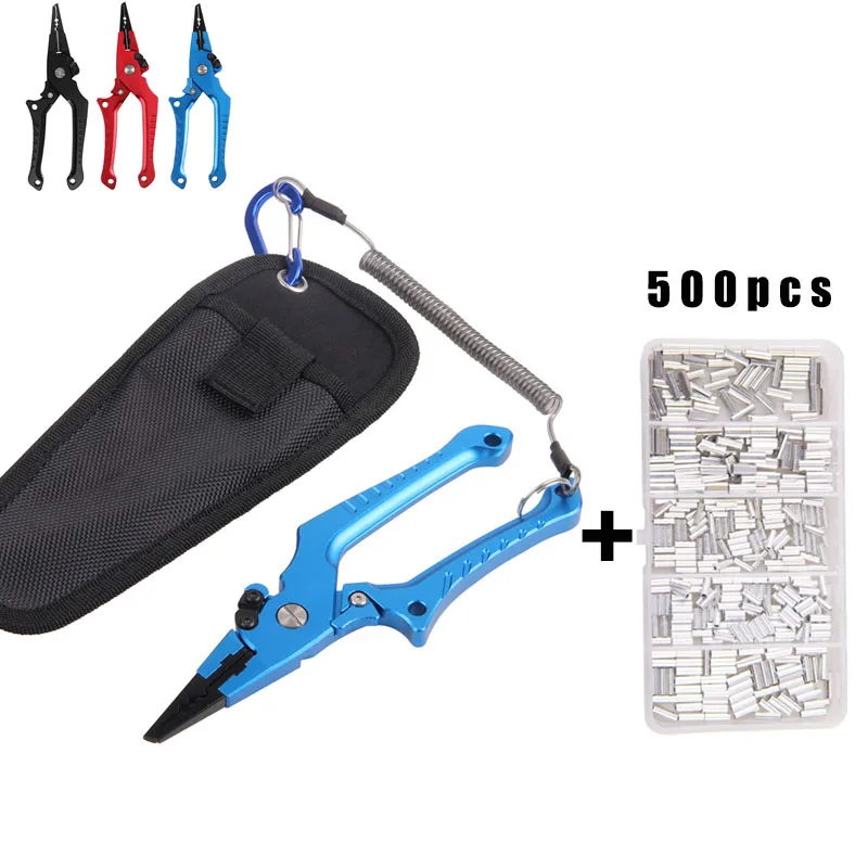 Multifunctional Stainless steel Fishing Pliers for Split Rings Cutter Fish Gripper Tackle with Sheath&Retractable Tether