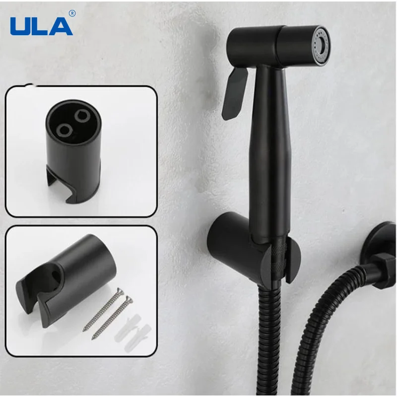 

ULA Portable Bidet Faucet Black Stainless Steel Toilet Bidet faucet Bathroom Shattaf Valve Jet Set enema shower for ass