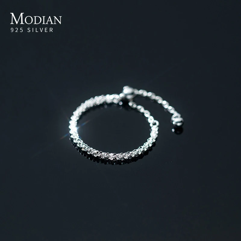 

Modian 2021 New Real 925 Sterling Silver Dazzling Cute Adjustable Chain Finger Rings For Women Wedding Jewelry Accessories Anel