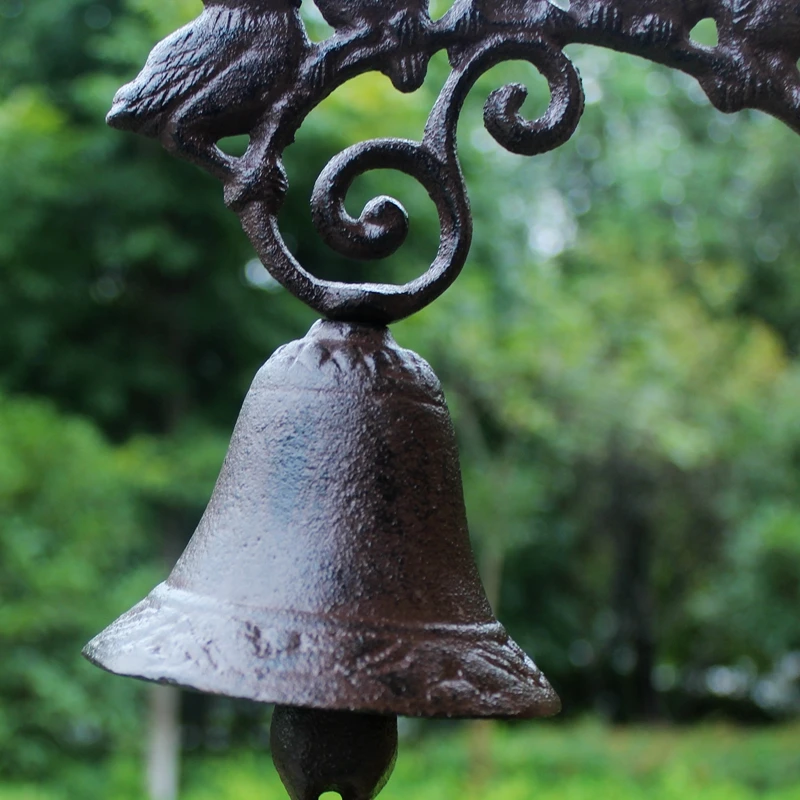 Rustic Cast Iron 6 Bird Doorbell Wall Bell European Rustic Home Garden Decor Wall Mounted Handing Cranking Welcome Door Bell