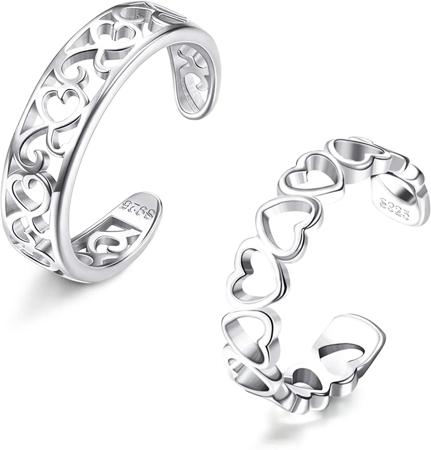 Toe Rings For Women Hypoallergenic Adjustable Open Toe Rings Celtic Tail Ring Flower Knot Heart Finger Rings Set Foot Jewelry