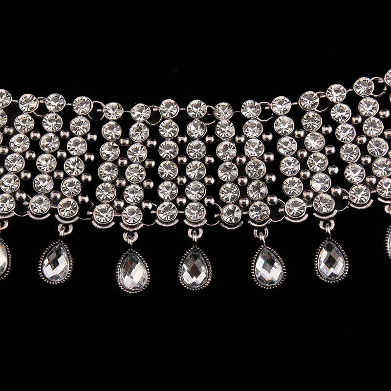 Elegant Women Neckalce Full Clear Rhinesstone Crystal Choker Neckalce Gold Siver Color Chain Collar Bib Statement Necklace