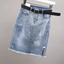 Denim Skirt Women's Summer Stretch Skirt Woman Skirts Mujer Faldas Saias Mulher