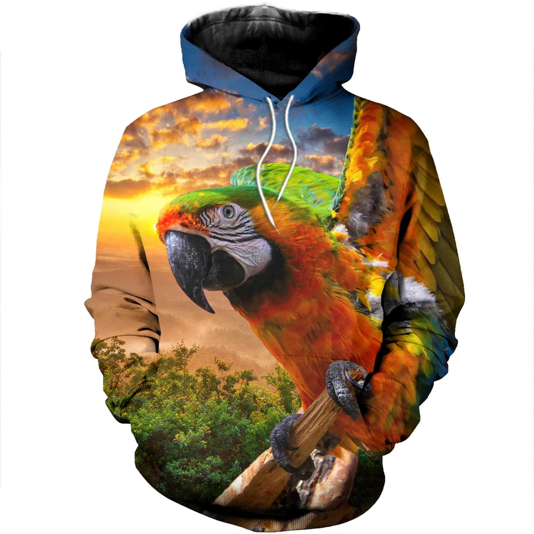 Animal Beautiful Parrot 3D Printing Mens Hoodie Fashion Casual Hooded Sweatshirt Street style Autumn Unisex hoodies KJ699