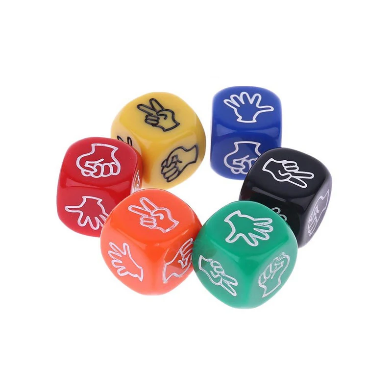 6 pcs New Funny Drinking Dice Rock Paper Scissors Finger-guessing Game Gambling 6-Side 20mm Toys