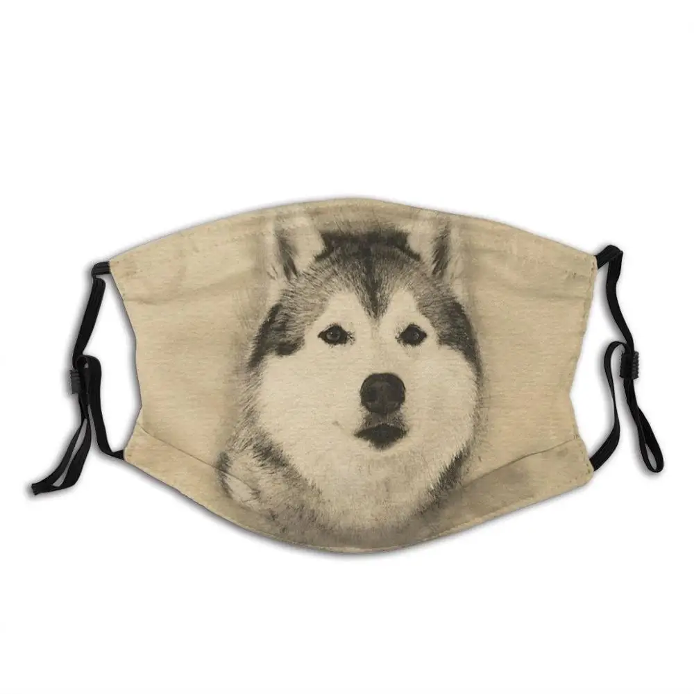 

Siberian Husky Funny Print Reusable Pm2.5 Filter Face Mask Siberian Husky Husky Sled Dog Malamute Chuksha Siberian Dog Husky