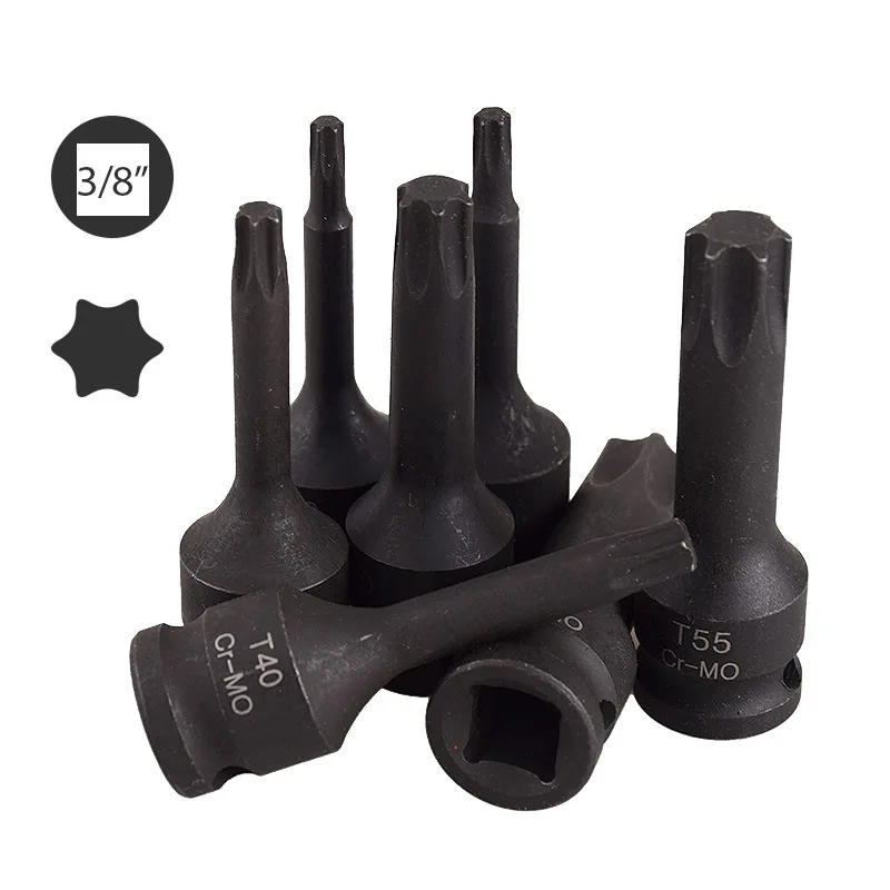 Imagem -02 - Quadrado Drive Impacto Torx Estrela Bits Conjunto de Soquete T20 T25 T30 T40 T50 T55 T60 Cr-mo Chave de Fenda Chave de Soquete Ferramentas Peças
