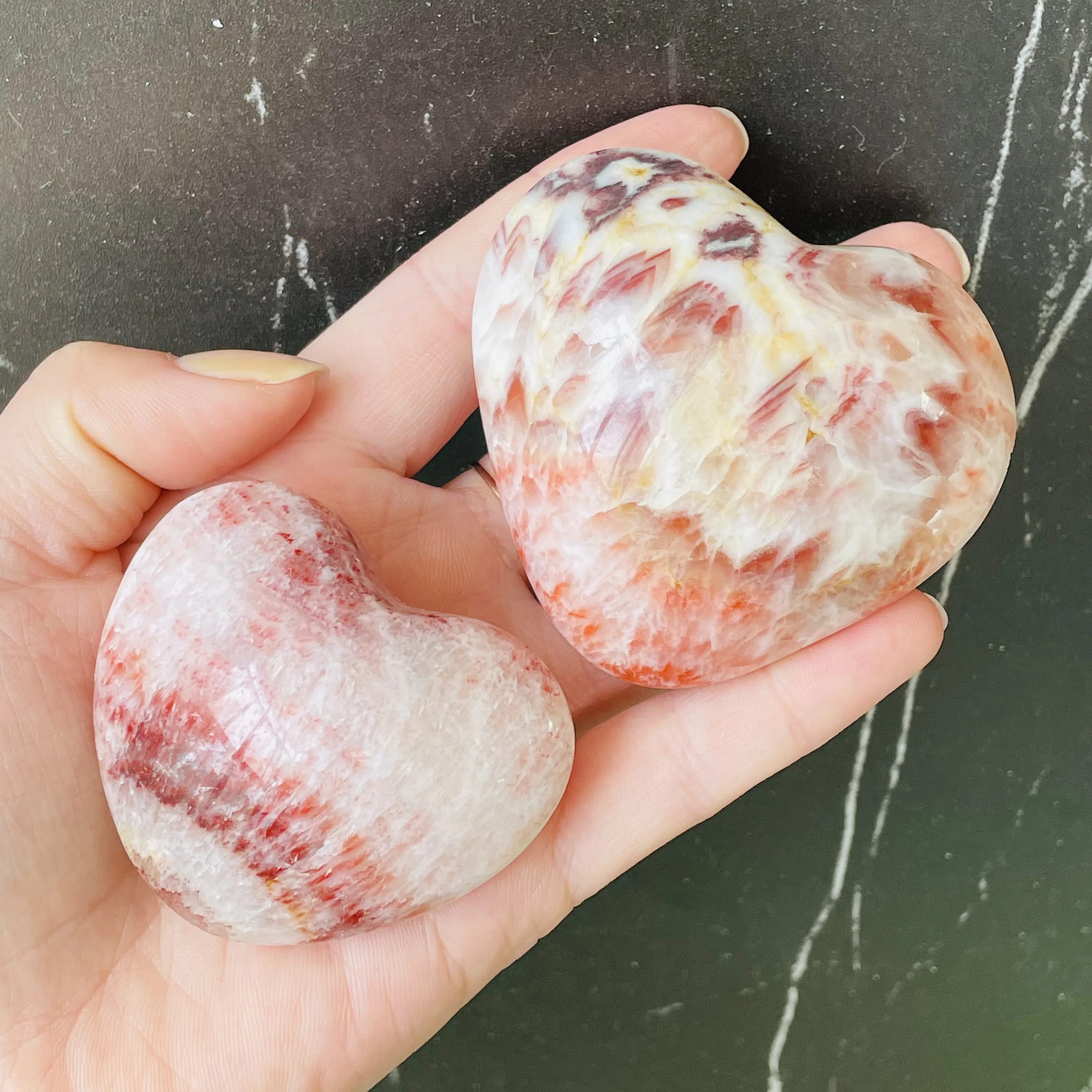 Natural Rhodochrosite Quartz heart Healing Pork Stone Crystal Treatment Crystal Decor