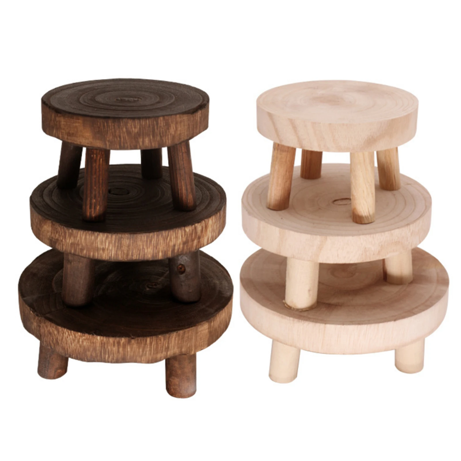 Plant Stand Flower Pot Base Holder Wooden Stool Balcony Succulent Flower Shelf Pot Trays For Home Furniture And Garden