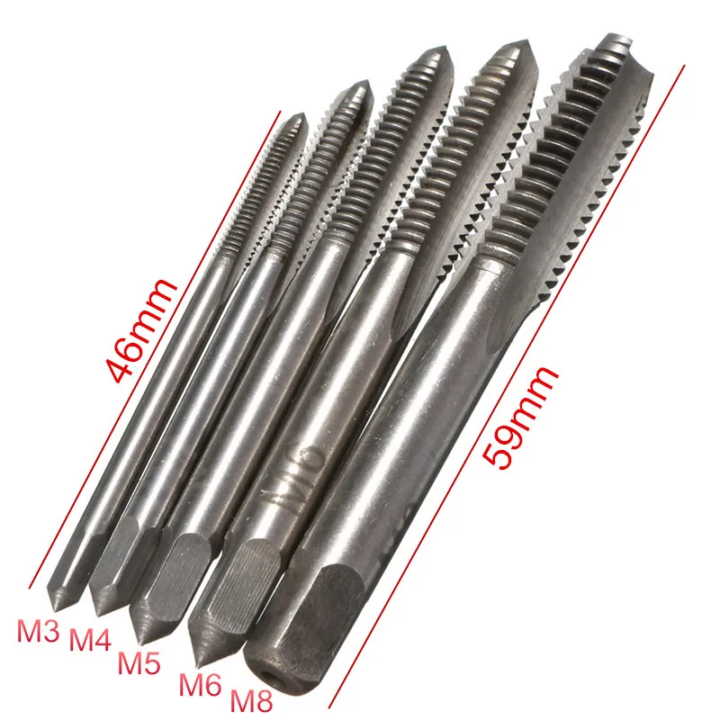 XNEMON 5 ชิ้น/เซ็ต HSS M3 M4 M5 M6 M8 เครื่องเกลียวตรงร่องสกรูด้ายเมตริกปลั๊ก Hand TAP เจาะชุดเครื่องมือ