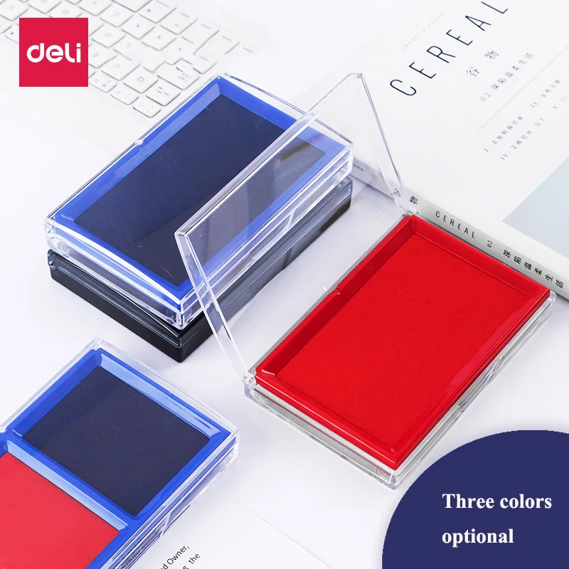 

Deli 9864 9865 Square Stamp Ink Pad 85x135mm Stamp Pad Ink Pad Red Black Blue Colors Finance Stationery Ink pad