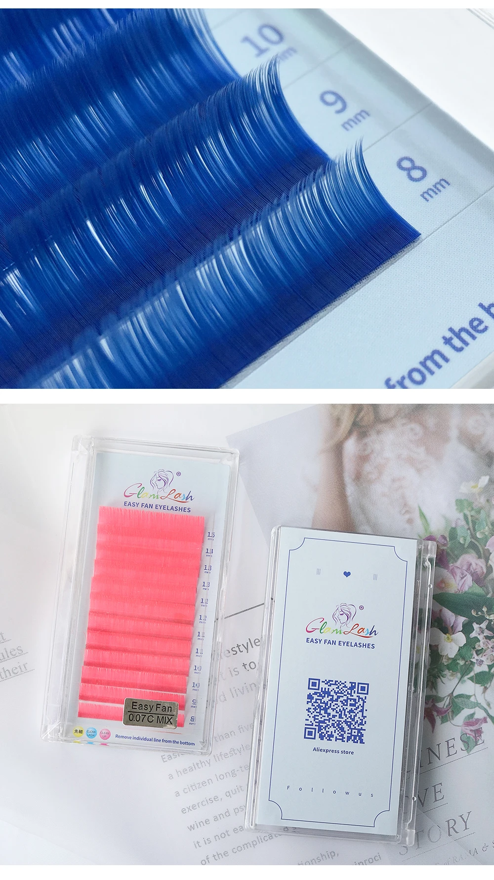 GLAMLASH Colored Easy fan Lashes Eyelash Extension mink eyelashes soft russian volume Fake Lashes color natural colored lashes