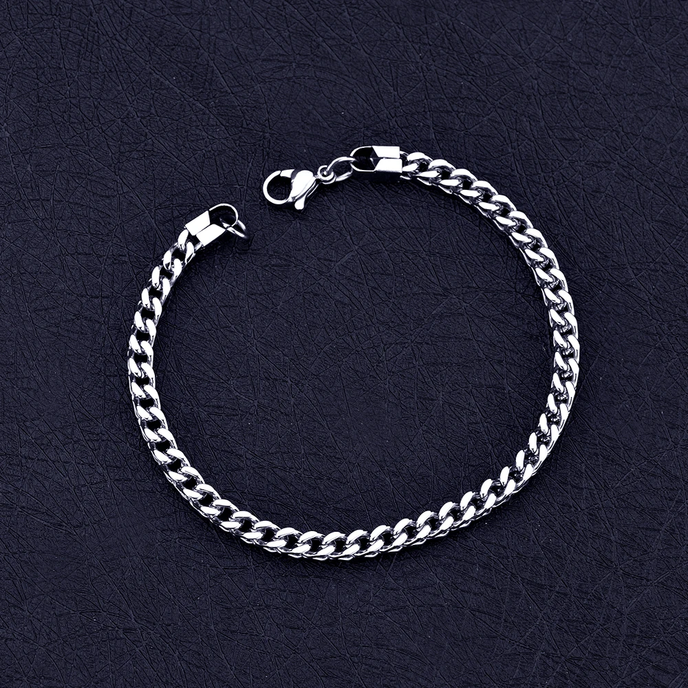 4/6MM Stainless Steel Chain Bracelet & Bangles Fashion Men\'s Titanium Steel Link Bracelet Hip Hop Rock Jewelry Length 20/22CM