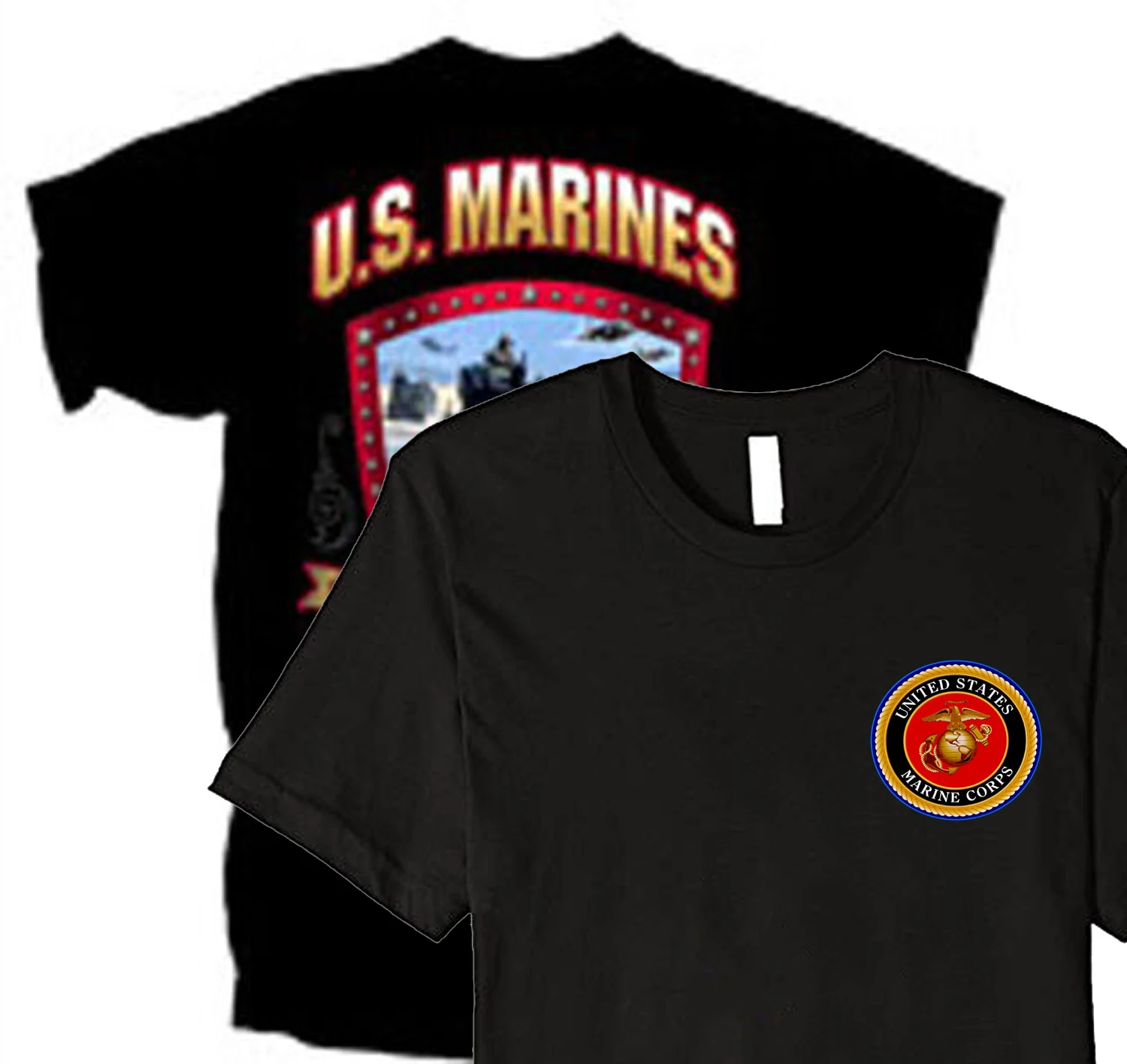 

US Marine Corps USMC Motto "Semper Fi" Shield Graphic Poster T-Shirt. Summer Cotton Short Sleeve O-Neck Mens T Shirt New S-3XL