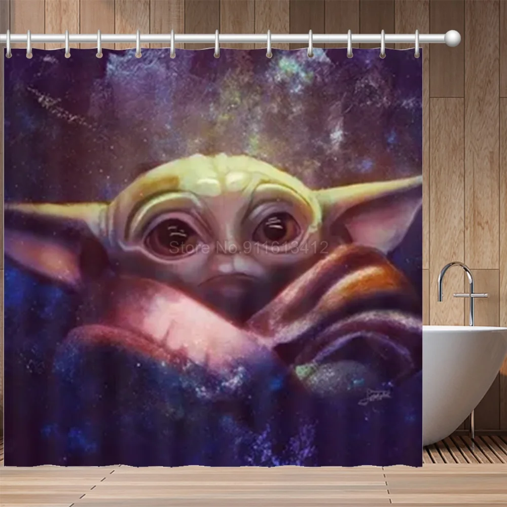 Disney Baby Yoda Star Wars zasłona prysznicowa wodoodporny ekran poliestrowy Cartoon zasłony do łazienki luksusowe wyposażenie domu