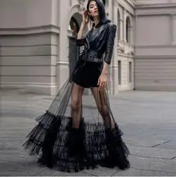 Black Tulle Floor Length Formal A-line Skirts Custom Wedding Fashion Vintage Long Skirts Elegant Tulle Underskirt