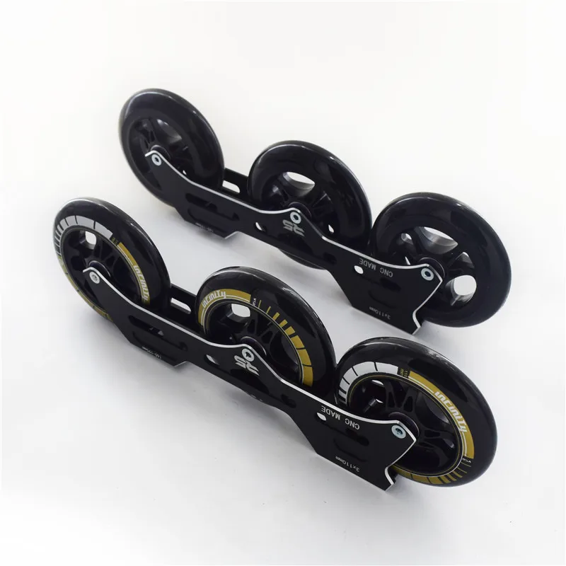 Inline Speed Skating Frame Base for Slalom Boot, 3X110mm Wheel with 165mm to 195mm Mounting Distance, CNC Alloy Good Quality