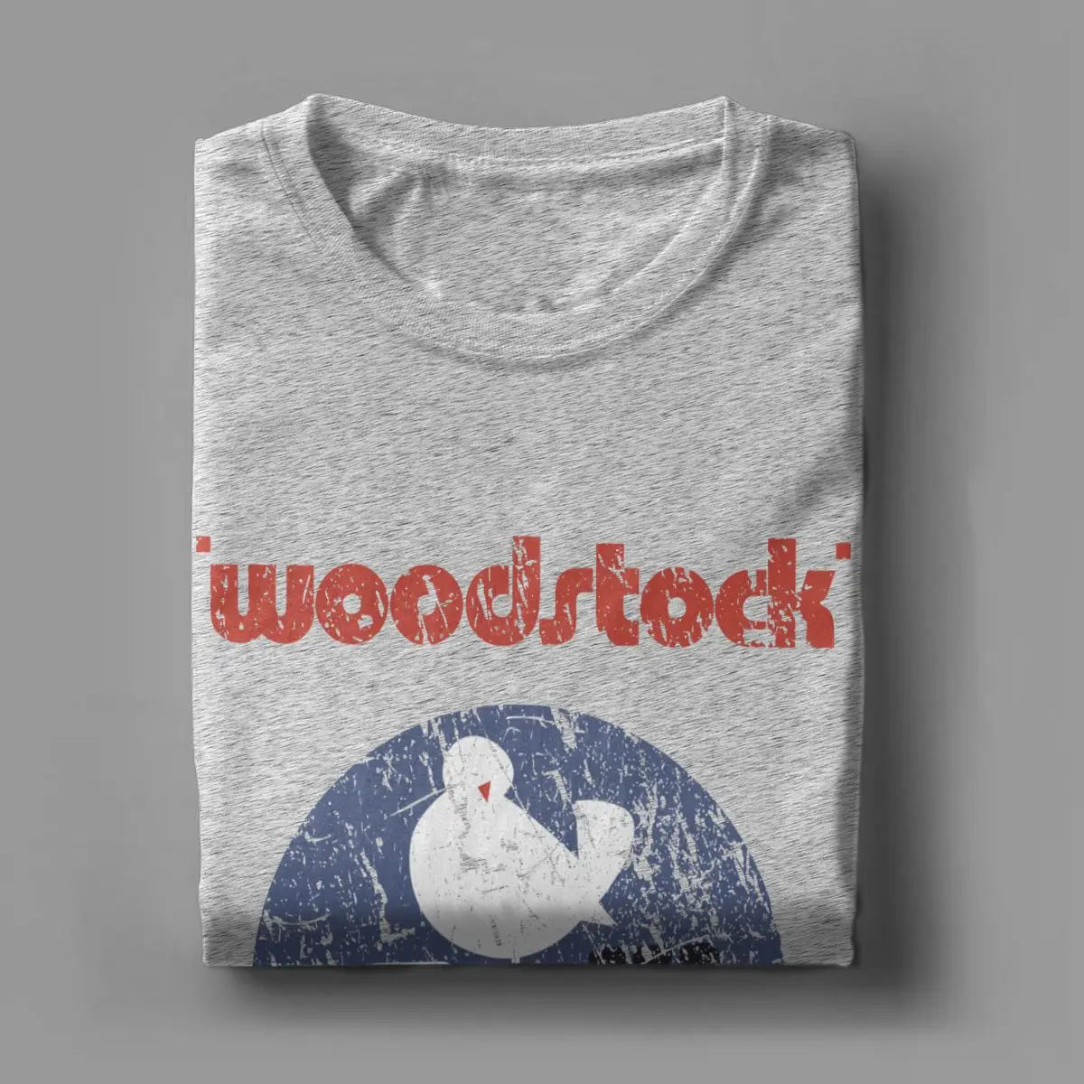 Men T-Shirts Woodstock Vintage Pure Cotton Tees Short Sleeve Peace Love Music T Shirts Crewneck Clothing Big Size