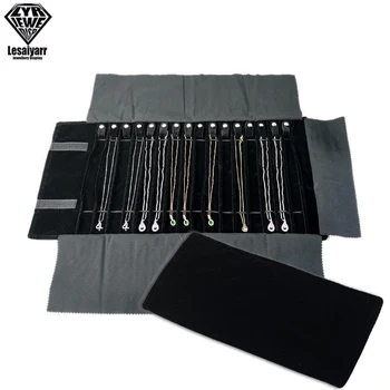 여행 보석 주최자 롤 접이식 보석 케이스 여행 펜던트 목걸이 Jewerly 보관 가방 벨벳 보관 상자