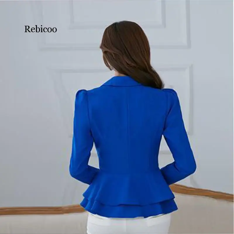 Fashion Hot  New women blazers and jackets long-sleeve slim blazer ruffle short blazer design candy color Outerwear & Coats