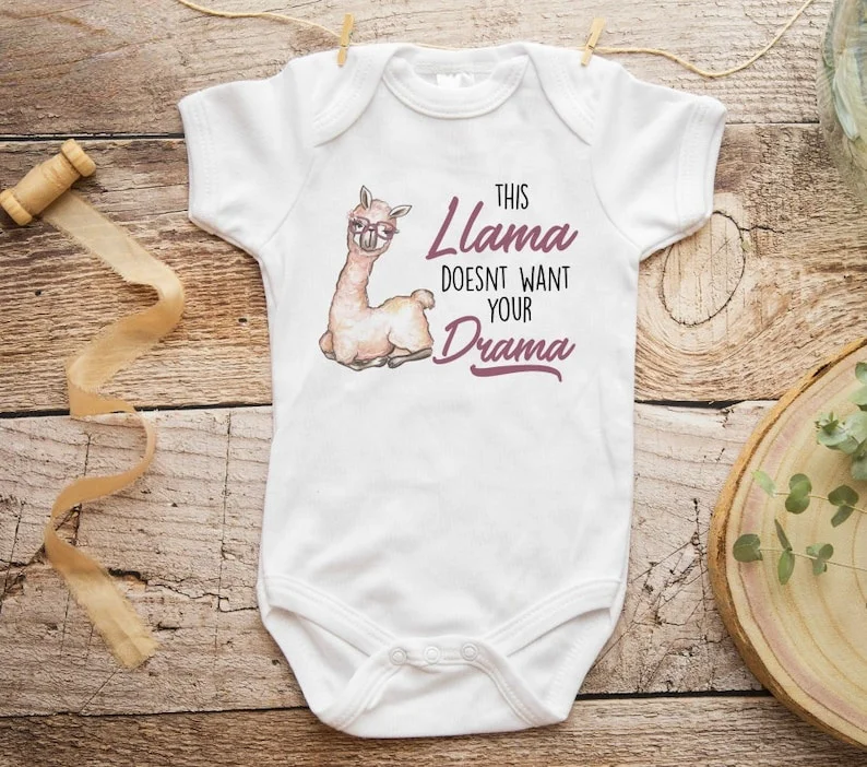 

Read The Full Title This Llama Doesn't Want Your Drama Bodysuit Baby Girl Clothes Baby Girl Gift Newborn Baby Newborn Clothes