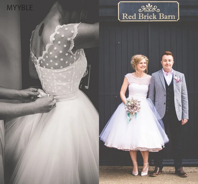 Short tea length wedding dresses clearance